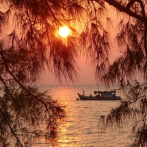 Sunset on the beach of the Sleeping Trees Hotel