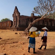 In the lower Wat Phou ruins of the Khmer (11th to 13th century)