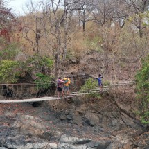 Broken bridge to the waterfalls but we found another way