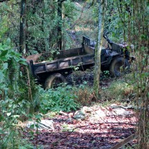 Military truck on the slope of Ham Rong Mountain