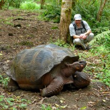 Tommy with a giant turtle