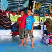 Older boys on board with our hammocks on the left side