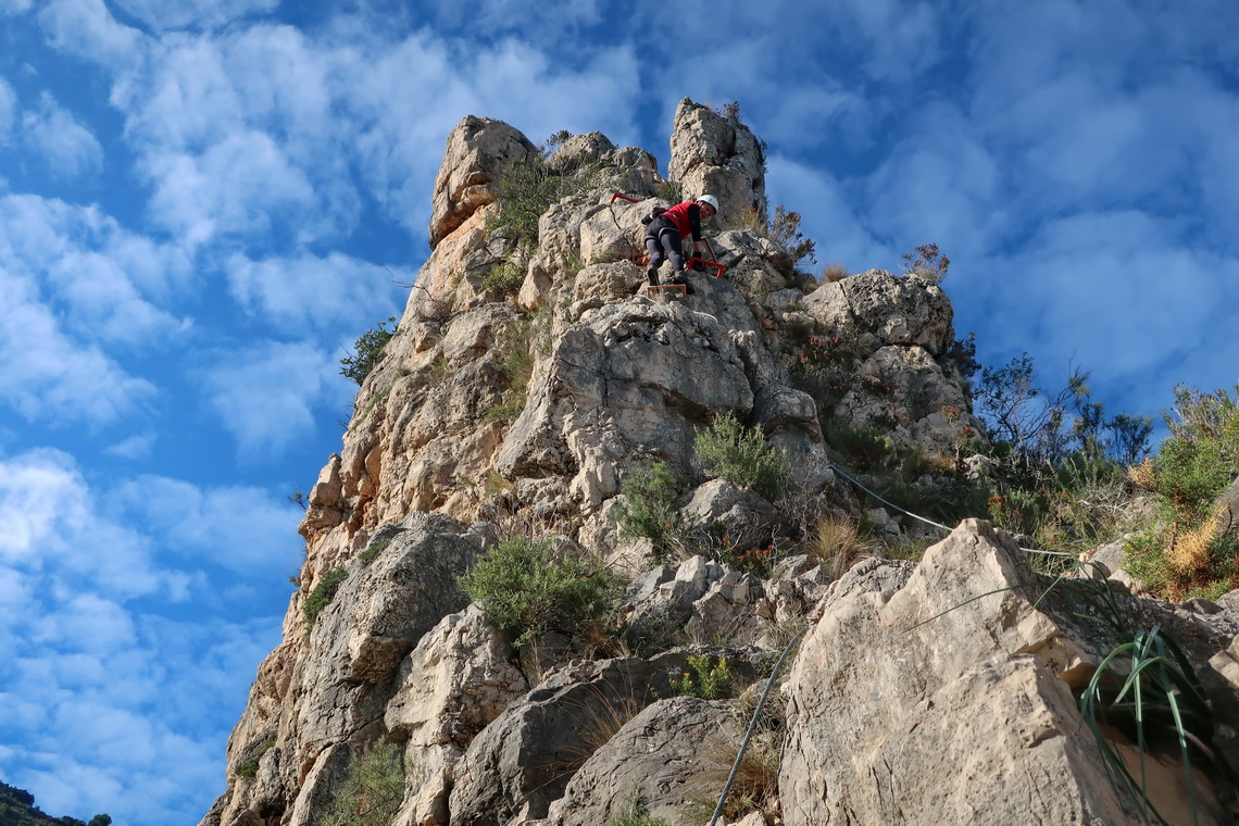 Marion in the first section of Via Ferrata Pas de Cabra