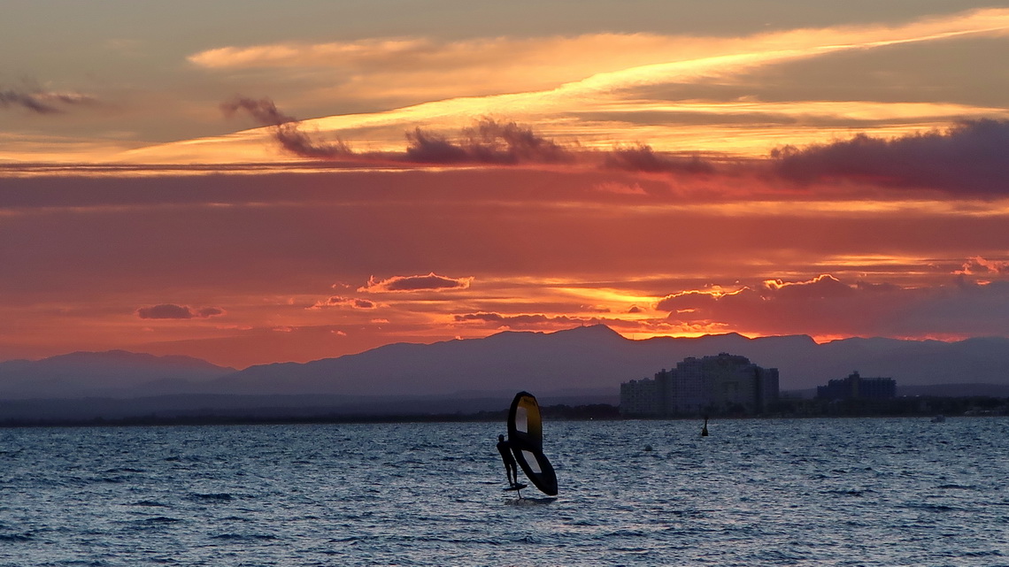 Sunset on the beach of Roses