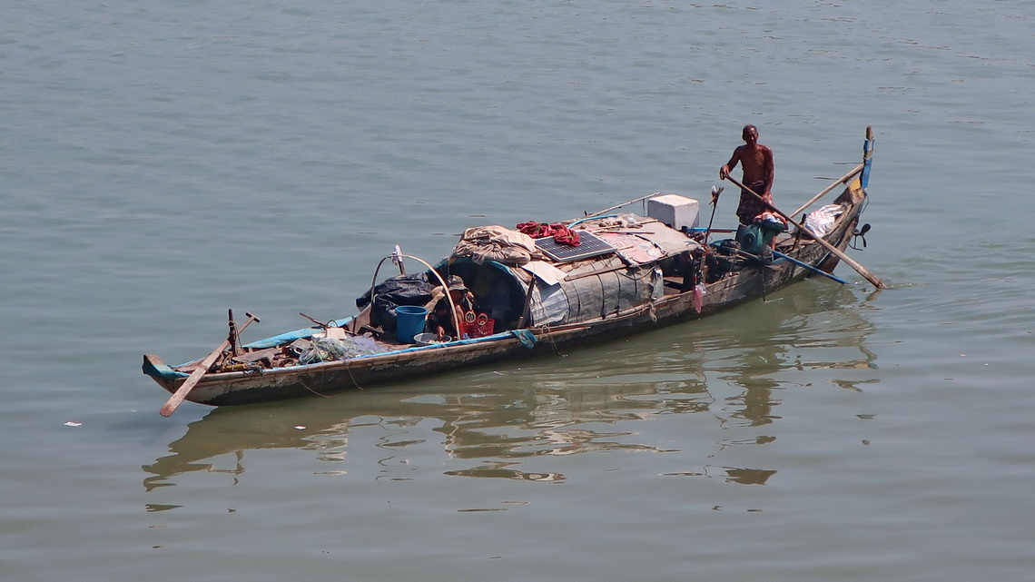 Boat on Tonle Sap River in Phnom Penh