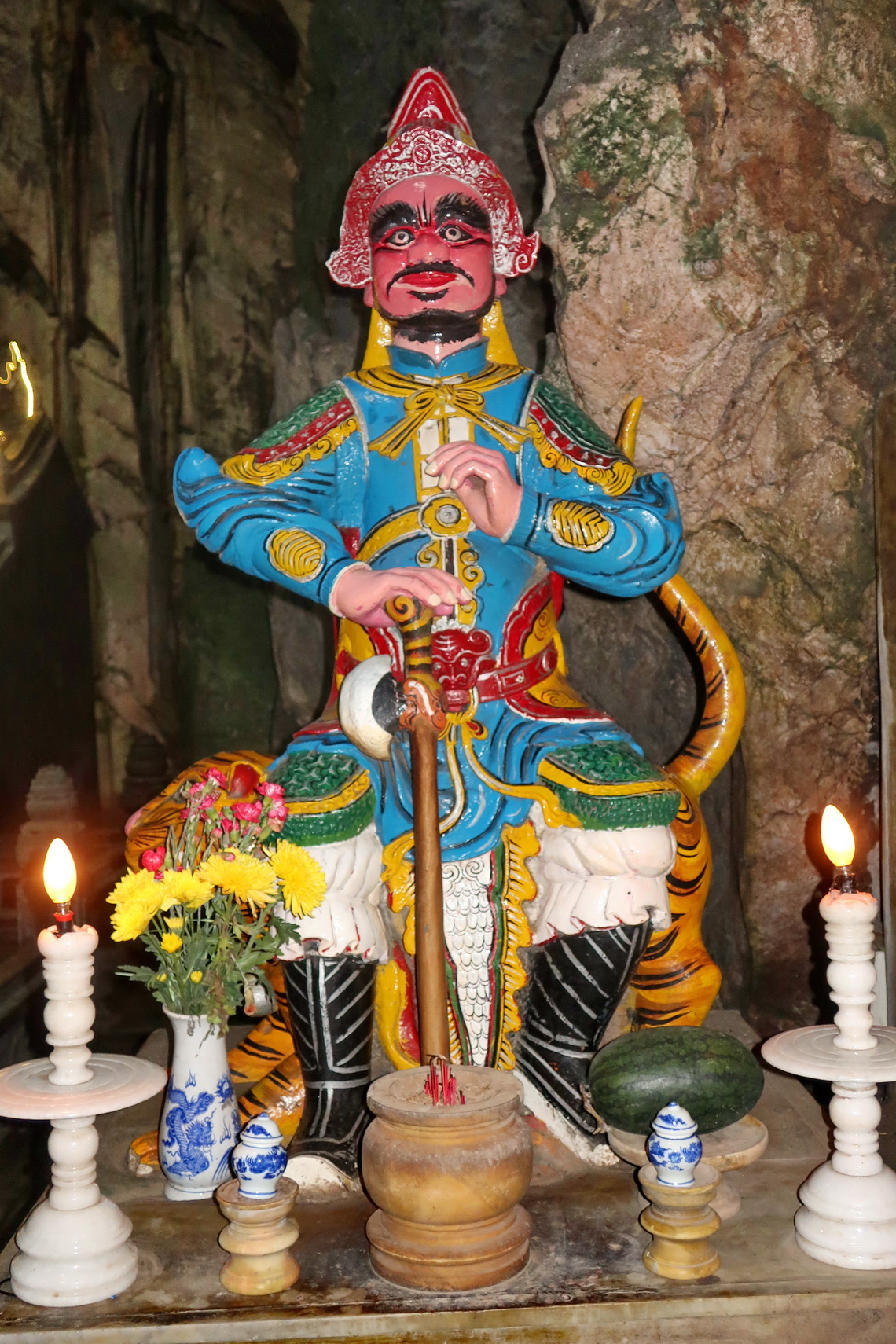 Guard in the Huyen Khong Cave of the Marble Mountains