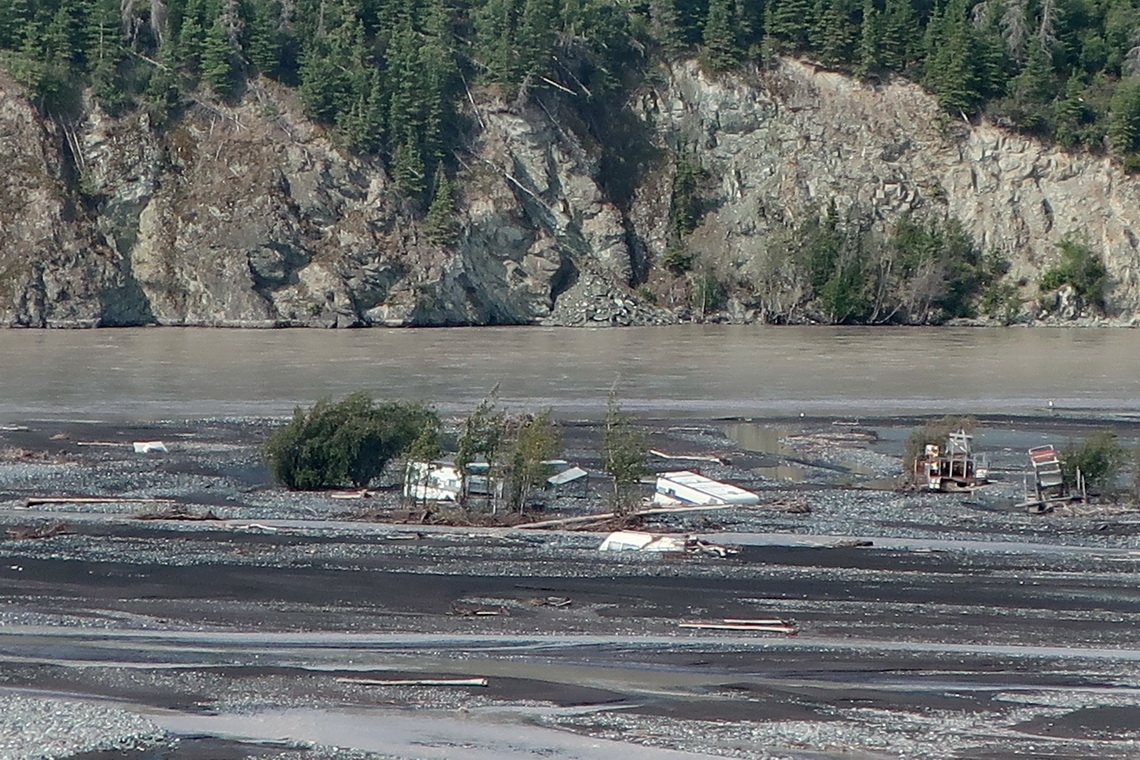 Sunken trailers in Copper River close to Chitina