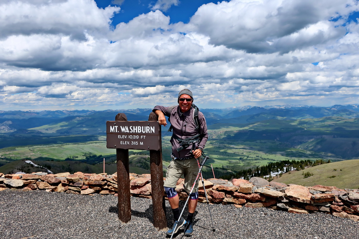 Alfred on the summit of Mount Washburn