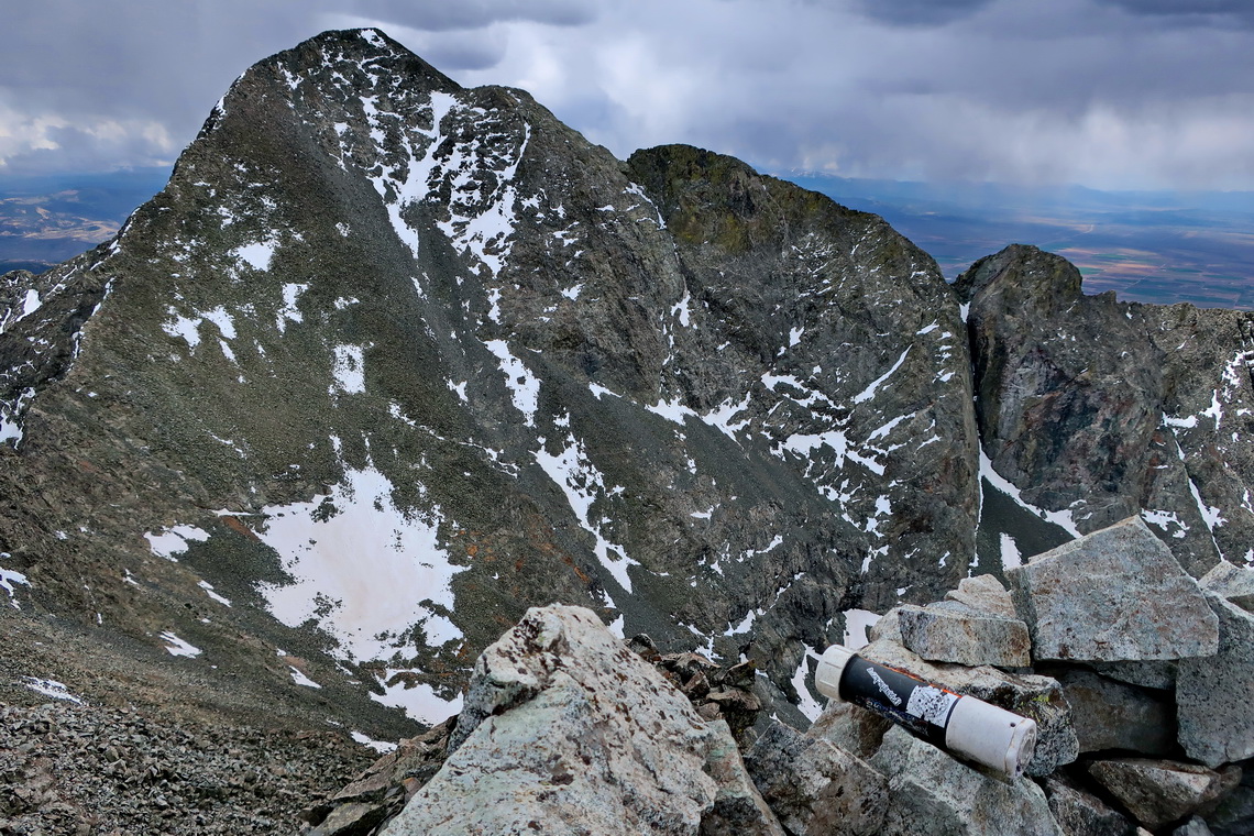 Blanca Peak seen from Ellingwood Point - The north ridge is on the left