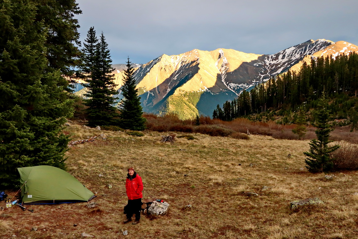 Our camp on Mount Elbert with Rinker and Twin Peaks in the background