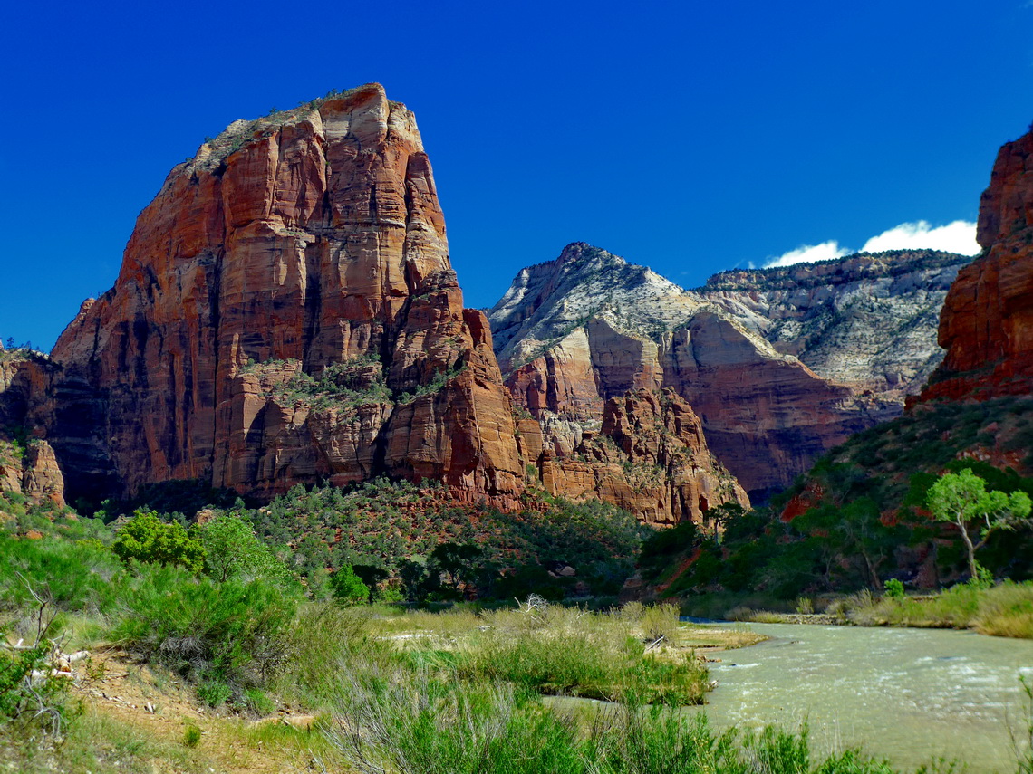 Angels Landing seen from the start of the trail to its summit