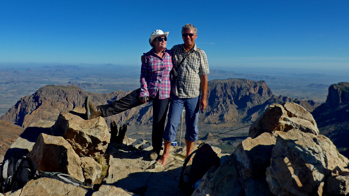Marion and Alfred on top of 2387 meters high Emory Peak