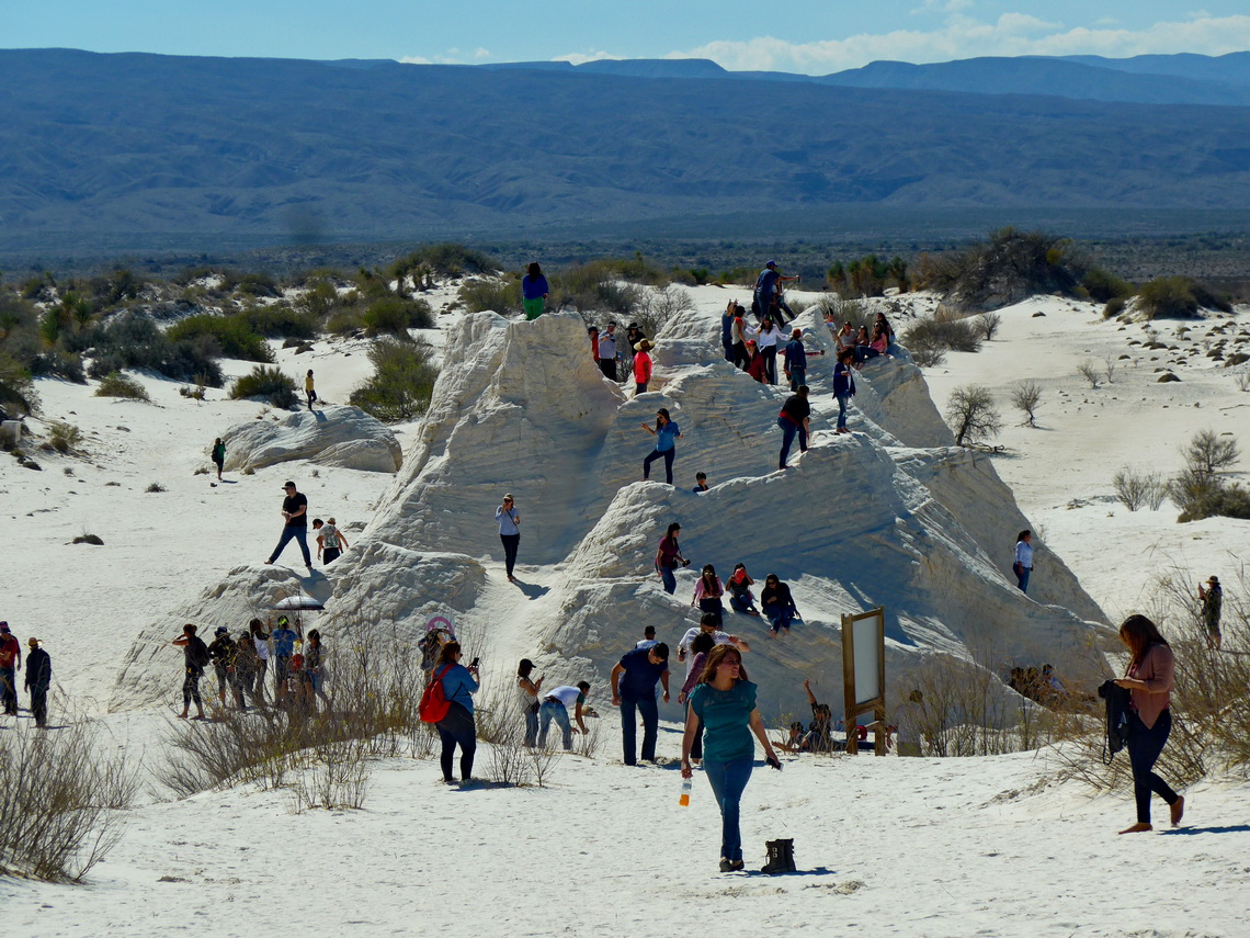 People on a natural castle of gypsum