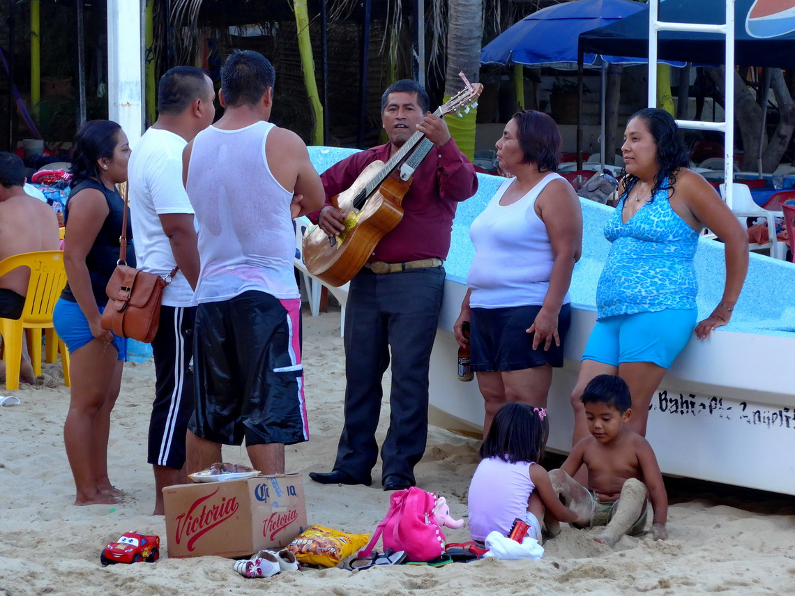 Sunday life on a beach in Puerto Escondido