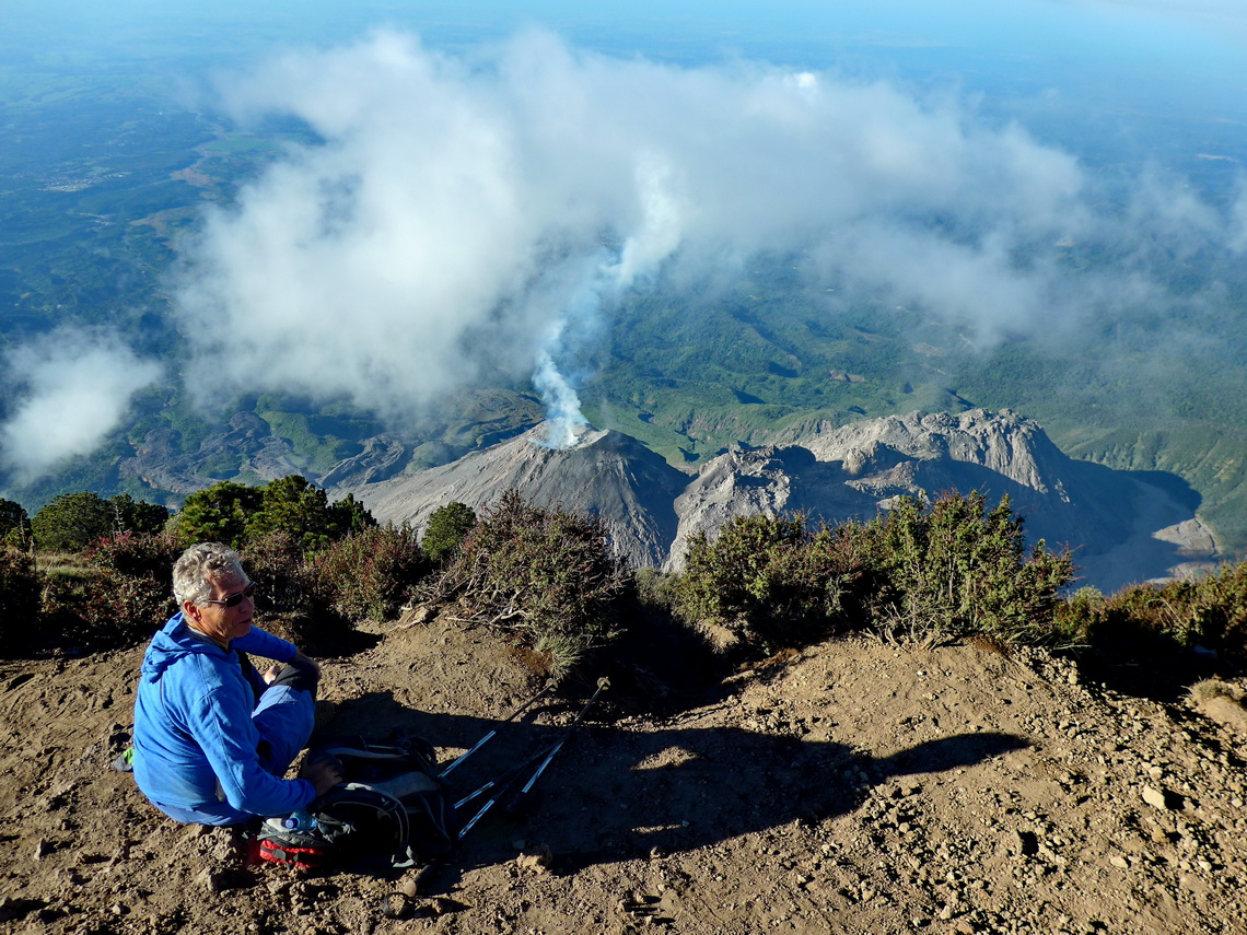 Alfred with smoking Volcan Santiaguito