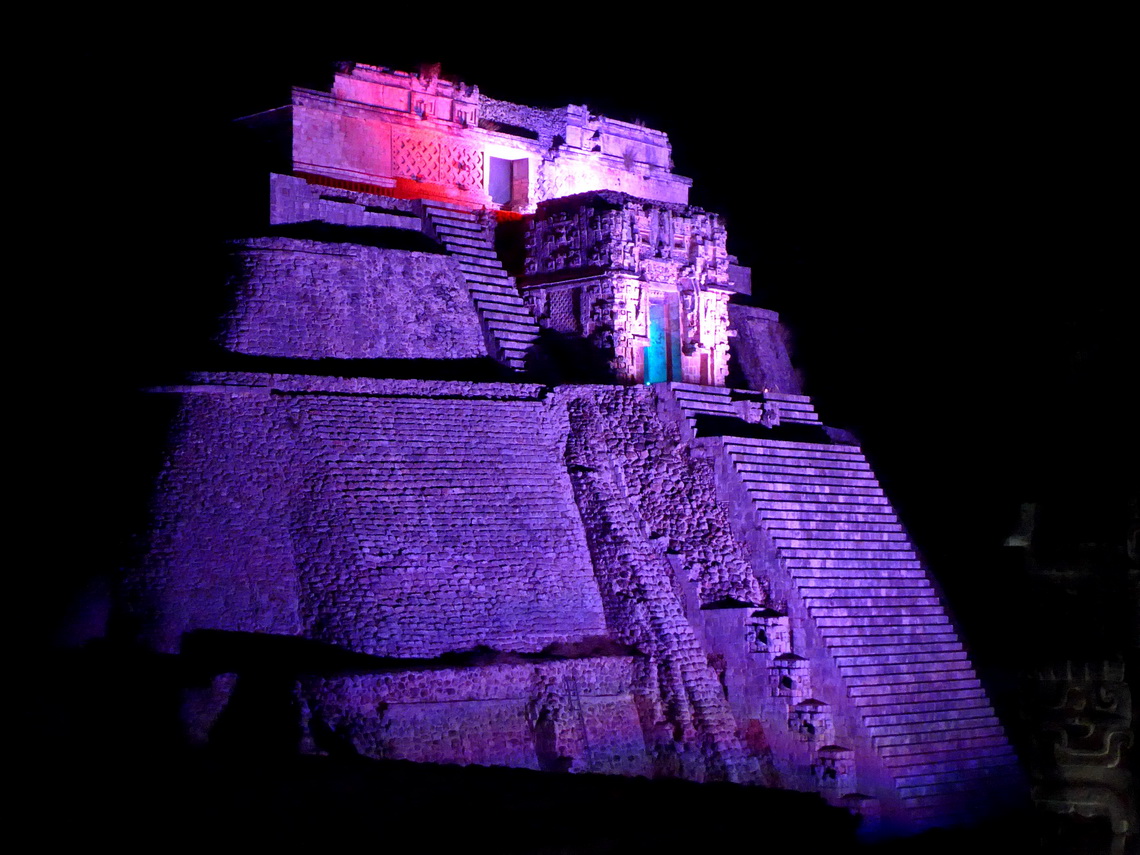 The 39 meters high temple Casa del Advino -The Magician's house of Uxmal