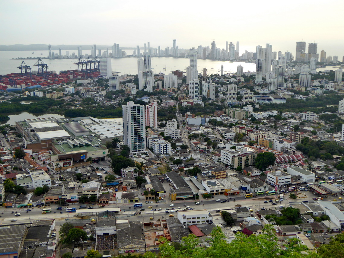 View from the monastery Convento de la Popa with the skyscrapers of peninsula Bocagrande in the background