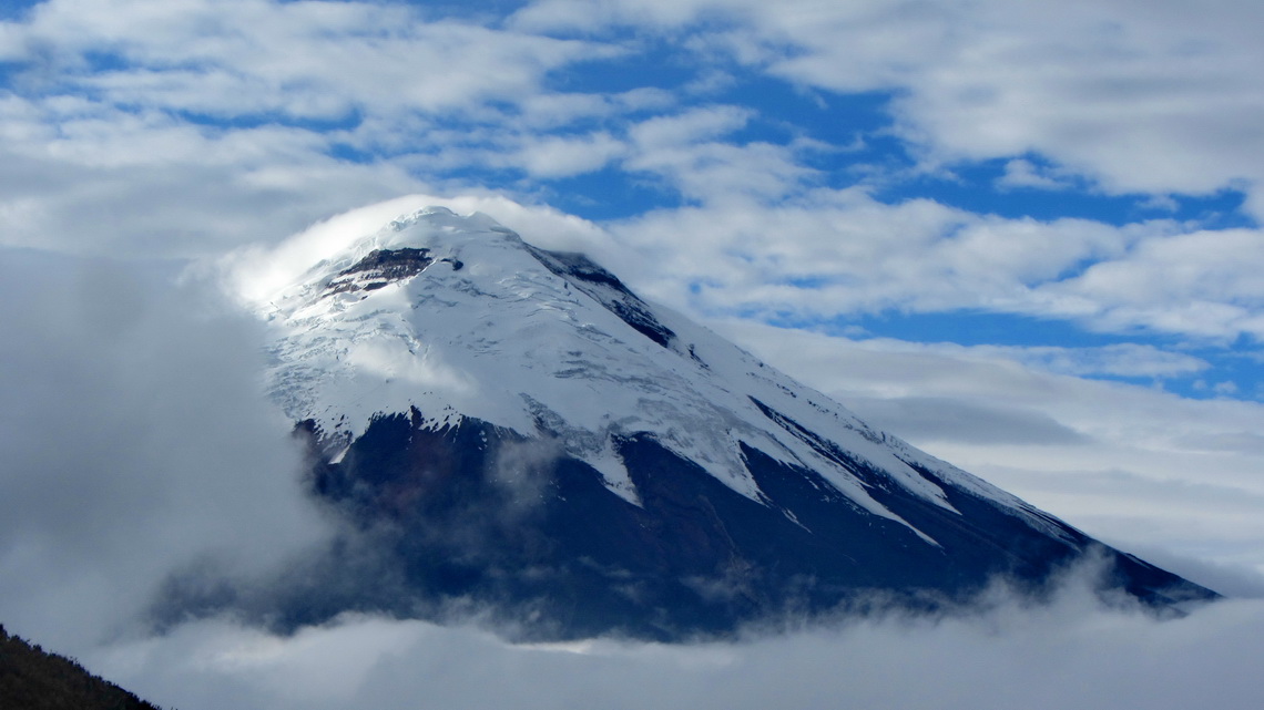 Icy Cotopaxi seen from the ridge
