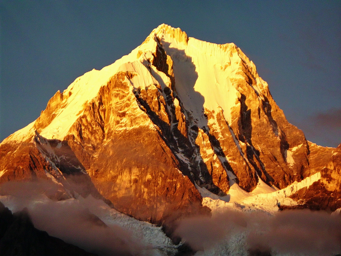 North-east face of Nevado Yerupaja at sunrise