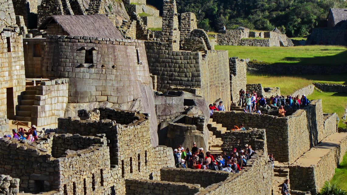 Buildings of Machu Picchu with the only round shaped house