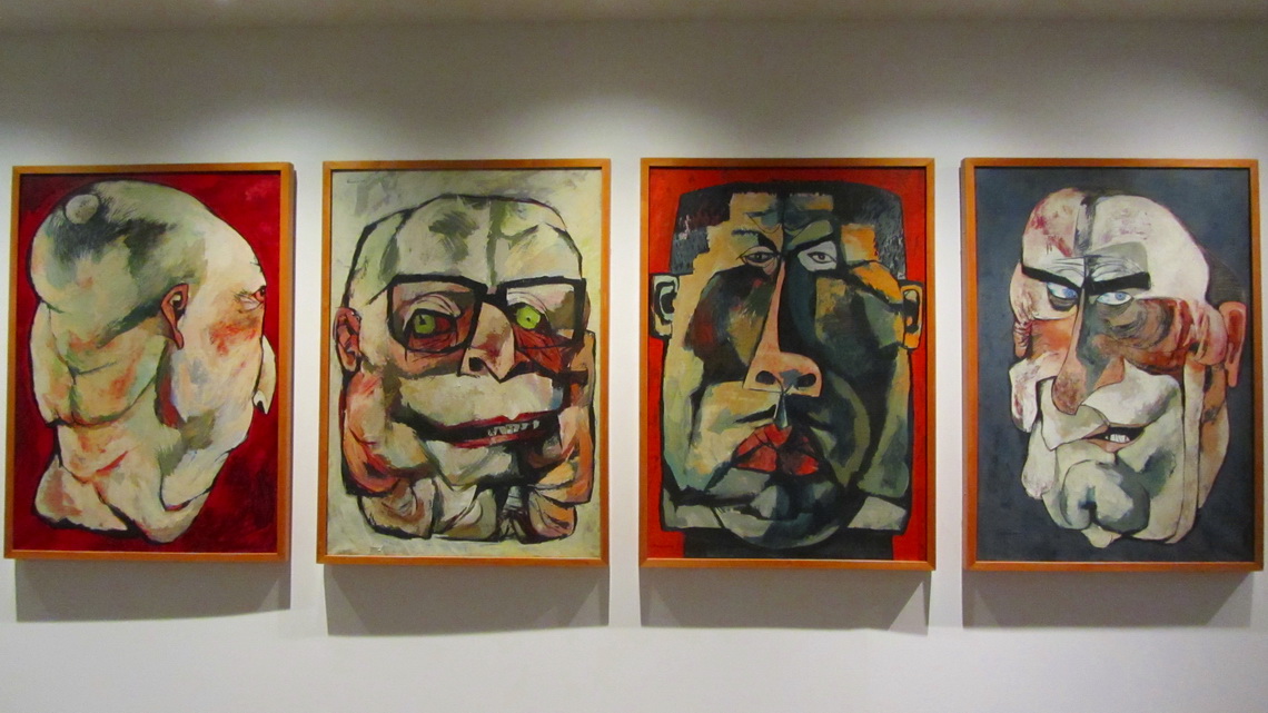 Painting in the national museum from Oswaldo Guayasamin, from left: The Pastor, the Dictator, the Soldier and the President