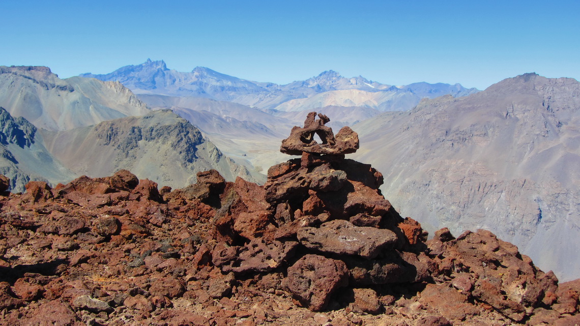 Summit sign of Volcan Tinguiririca Chico, 3630 meters high