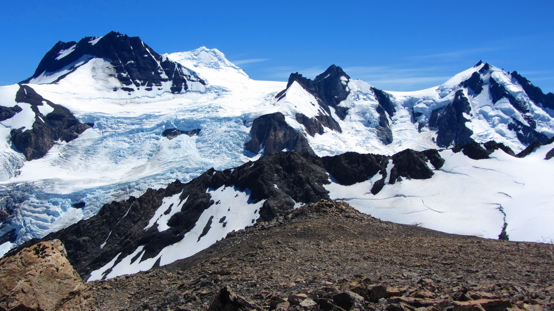 View to West to the edge of Campo del Hielo Sur, the continental southern ice-field 