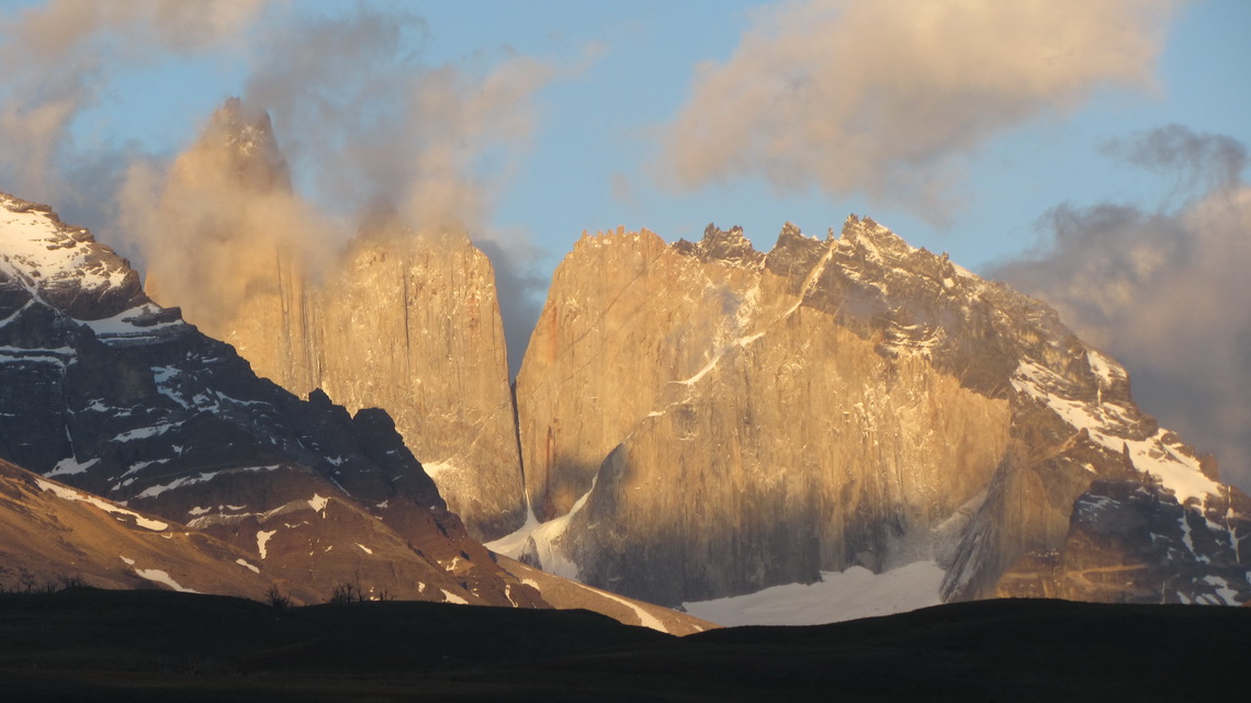 The Torres in the first daylight