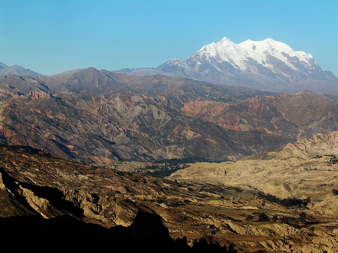 Majestic Nevado Illimani, the highest mountain of the Cordillera Real