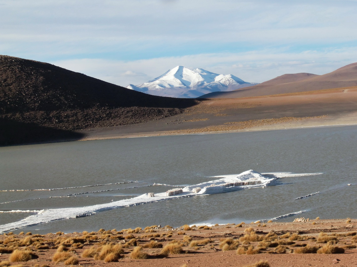 Salar de Chalviri with the main summit of Uturuncu