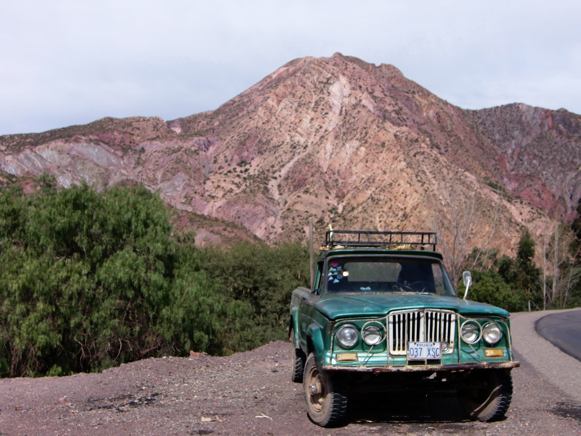 Exciting car on the road between Villazon and Tupiza