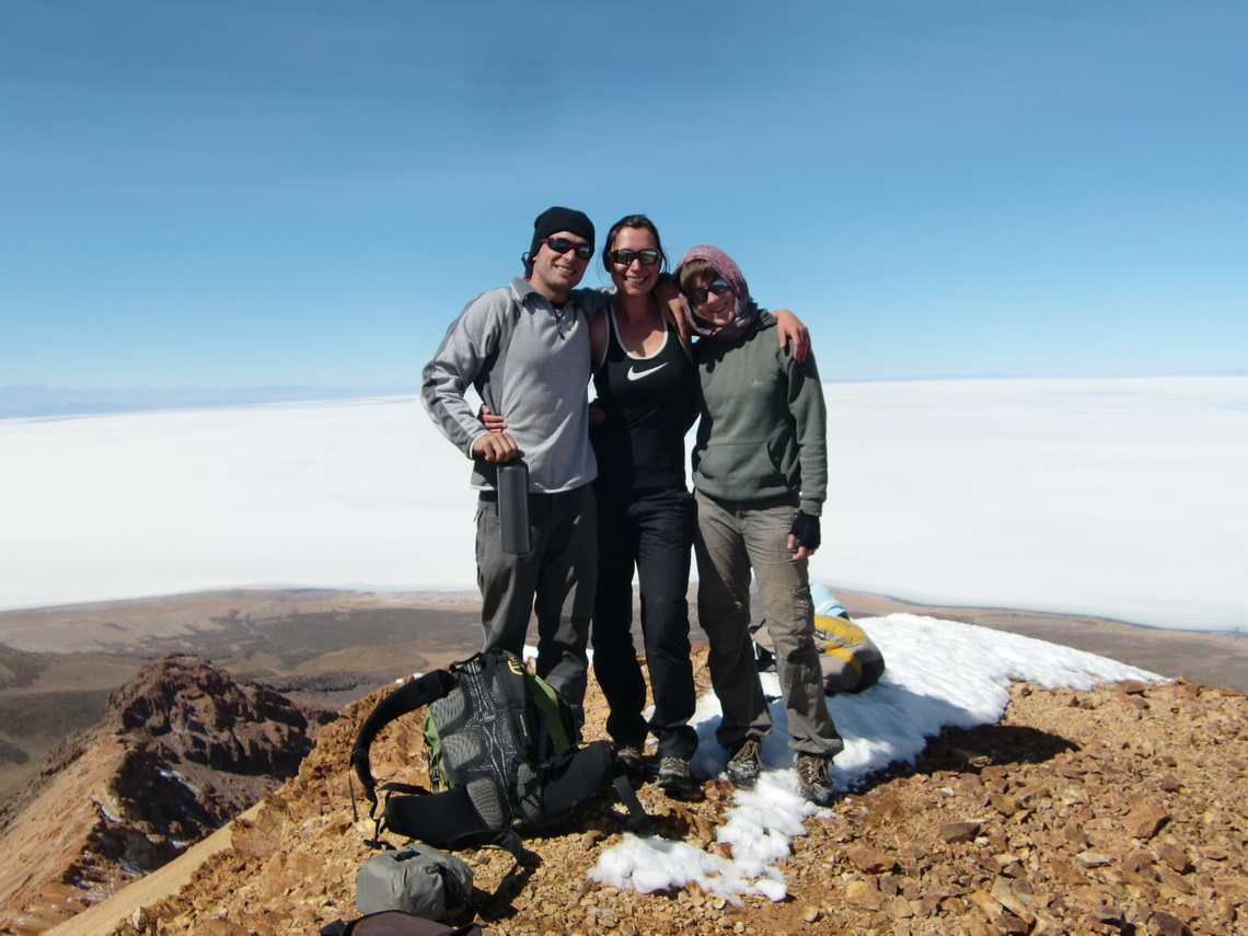 Manuel, Bernadette and Johanna on top of the Volcano Tunupa, 5207 meters high