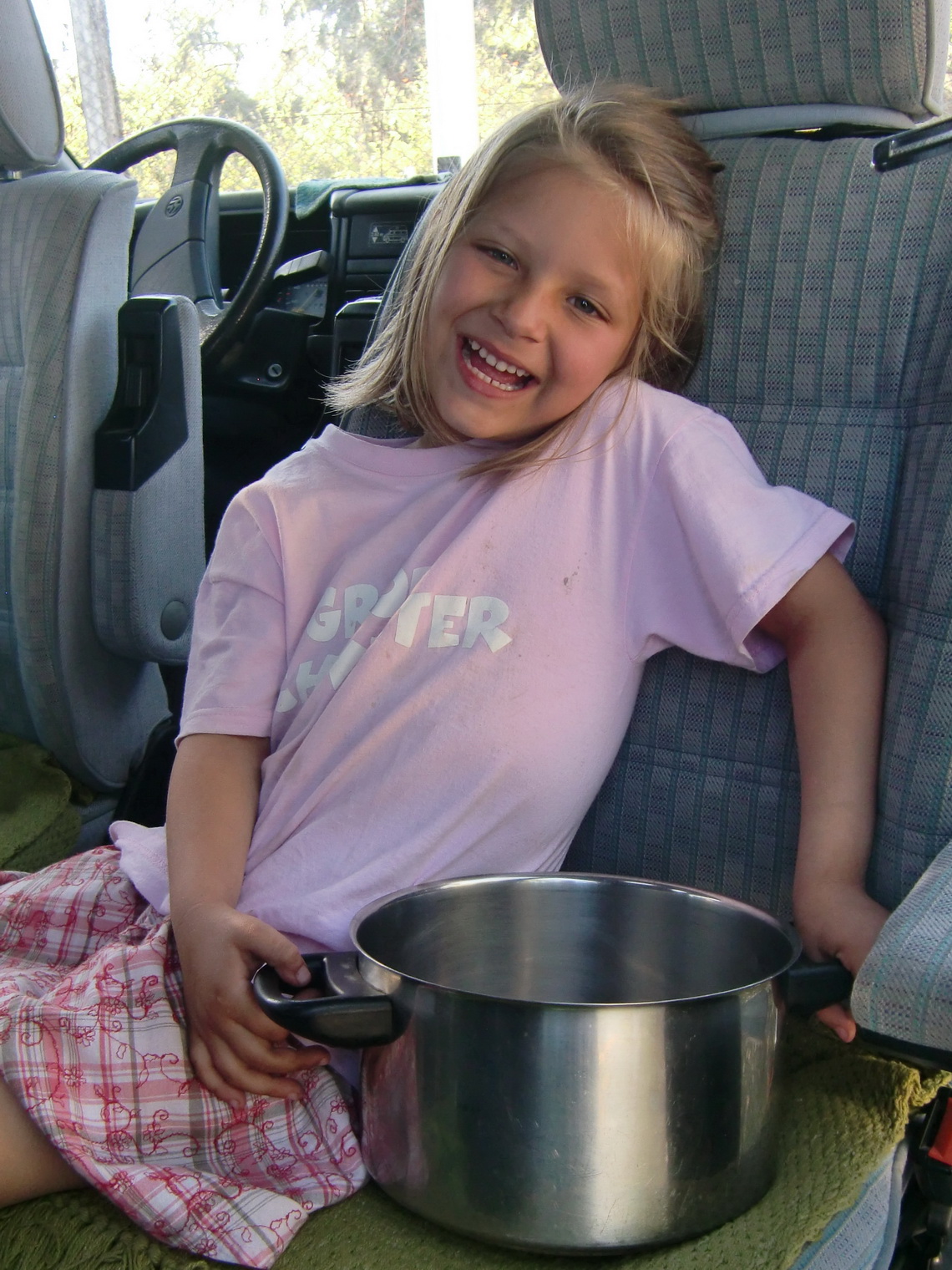 Klara drying our pot