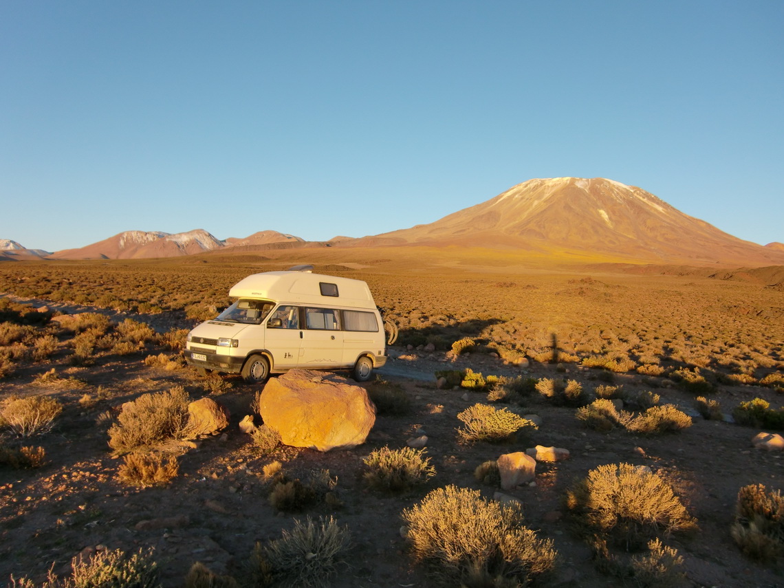 Our first camp with Lascar in the background