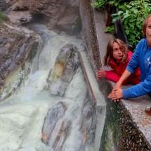 Rosemarie and Jay on a source in the Sulphur Creek close to the Miette Hot Springs