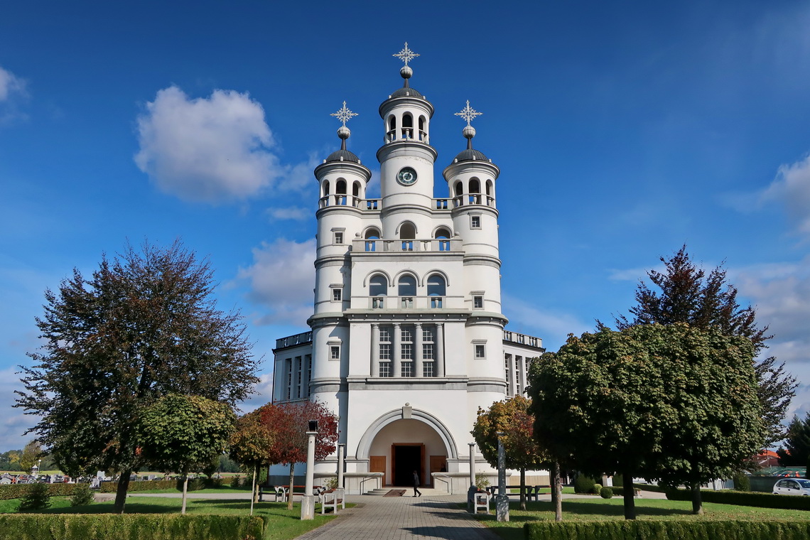 Modern but impressive church Cerkev Sv. Trojice in Odranci, Slovenia