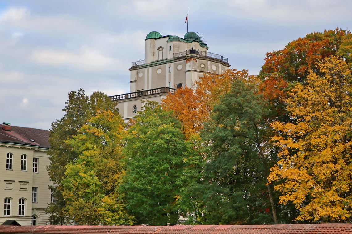 Mathematical Tower with astronomical observatories in Kremsmünster during Indian summer