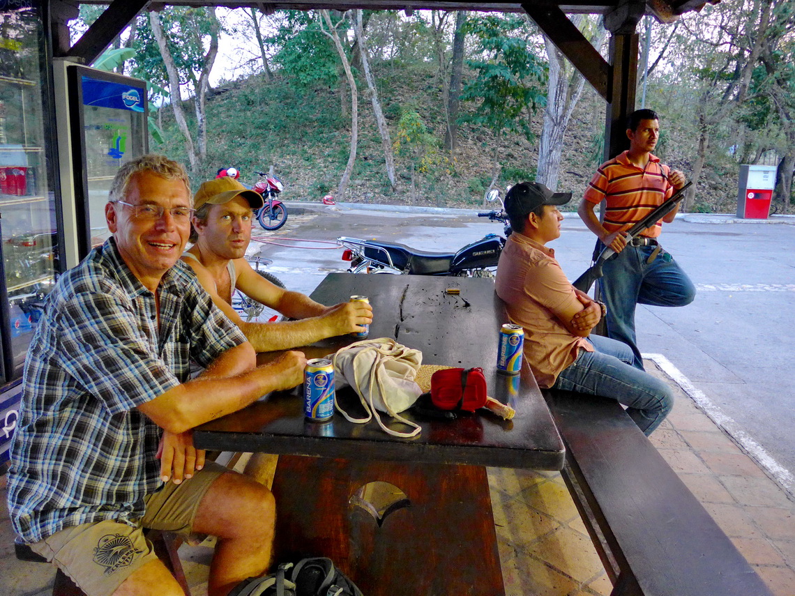 Four nice guys on the gas station next to the Copan ruins